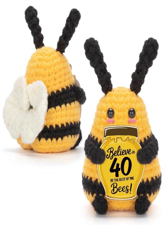 Dalycro Positive Bee Handcrafted Crochet Animals with Encouragement Card 40th 50th 60th Birthday Gift for Women Men (40th) - Image 1